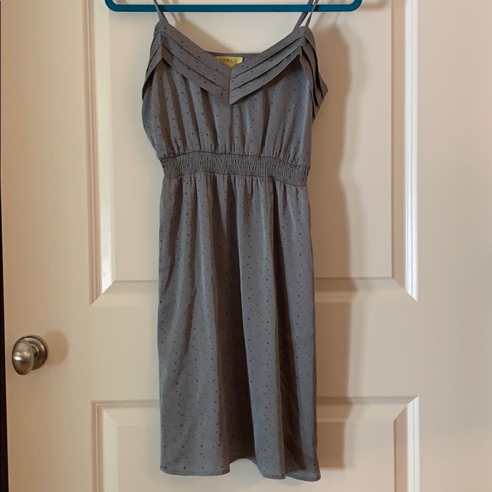 Silky silver dress with tiny blue stars